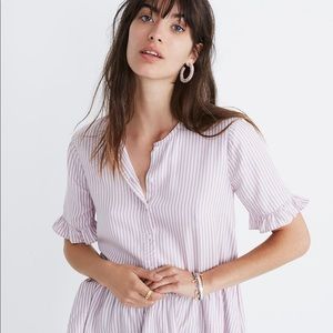 Madewell Studio Ruffle-hey Top in Lavender Stripe